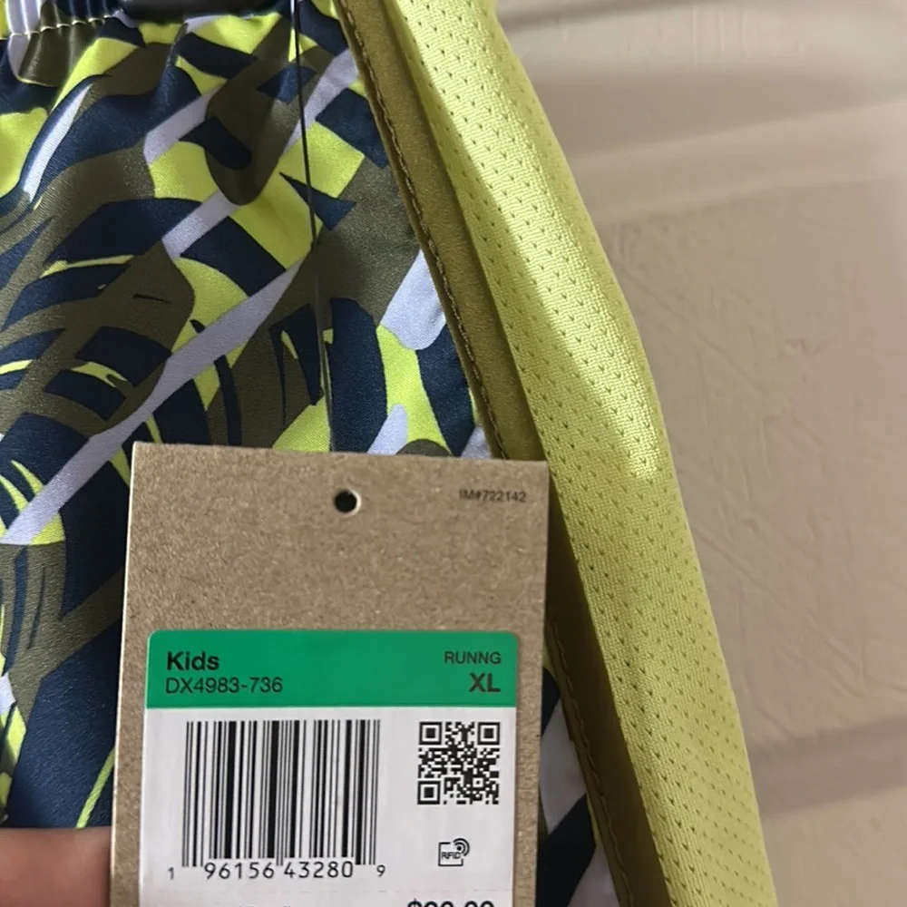Nike DRI-FIT Tempo Running Shorts: GREEN/PURPLE PRINT: NWT: SIZE XL